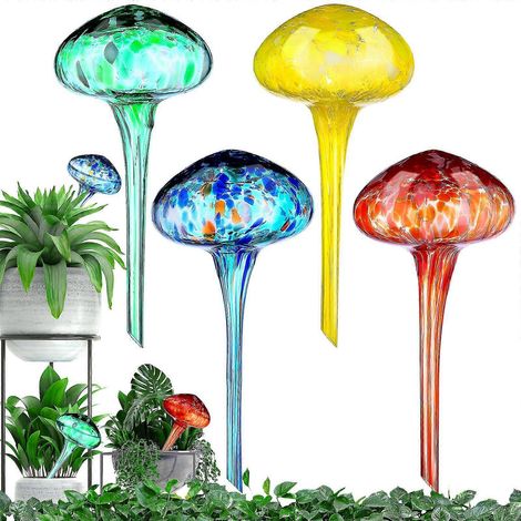 2025 Lot de 4 globes d'arrosage en forme de champignon, grands, avec 4 entonnoirs (1/5)