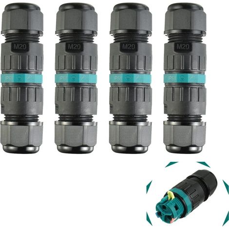 IP68 Wasserdichter 3-poliger elektrischer Stecker – 5 bis 12 mm Kabel – 4er-Pack – Hohe Witterungsbeständigkeit