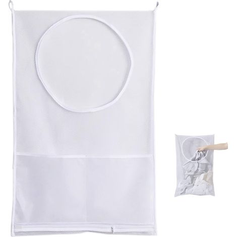 Großer Wäschekorb, Aufbewahrungstasche zum Aufhängen im Wäscheschrank, fürs Badezimmer (Weiß) (1/4)