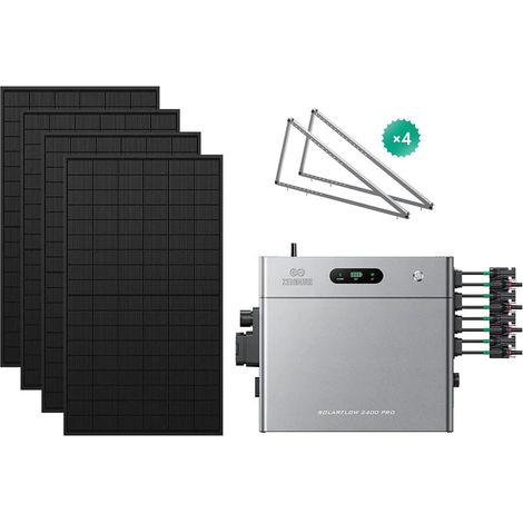 Zendure SolarFlow 2400 Pro Set – 2400W Balkonkraftwerk Speicher mit 4×500W bifaziale Solarmodule + 4 Paar Bodenständer (4 MPPT, 3000W PV-Eingang, 2400W AC-Ausgang, 2,4 kWh Basisakku, IP65) (1/5)