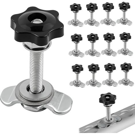 12 Pièces Connecteurs à Vis, M8 X 60mm Ferrures de Rechange Rail D'arrimage, Acier Galvanisé Ferrure D'extrémité Simples, 500 daN Fileté Accessoires de Fixation pour Rail en L (1/5)