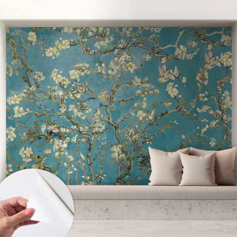 Papier peint adhésif autocollant pour salon chambre à coucher peint imprimé Installation facile Branches en fleurs 208x146 cm (1/5)