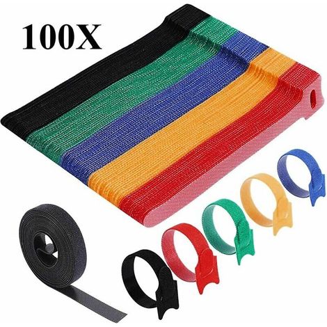 100 fascette fermacavi, fascette fermacavi in nylon riutilizzabili da 15 cm, fascette fermacavi regolabili in velcro, organizer per cavi in 5 colori (1/5)