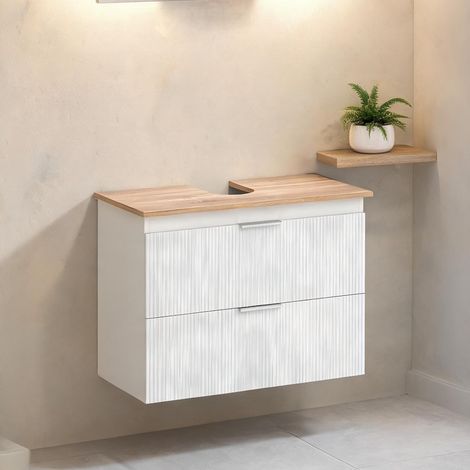 Meuble de salle de bain coloris blanc en MDF 80 x 40 x 60 cm (1/5)