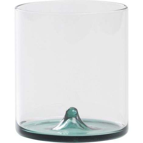 Ensemble De 4 Tumbler Discobolo En Verre Borosilicaté Soufflé À La Main, Capacité 34,5 Cl, Design Transparent Avec Fond Vert Lac Pour Tables Raffinées (1/5)