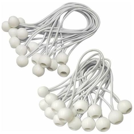 Tendeur Elastique,Sandow Elastique,30 Pièces Tendeur Bache pour Bannière, Bâche, Pavillon,Tente,Rideaux Harnais D’extension,Support de Bâche (Blanc-150mm) (1/4)