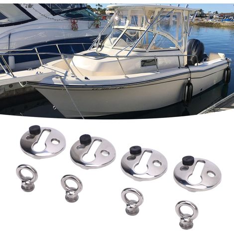 Lot de 4 clips de verrouillage à dégagement rapide pour pare-chocs de bateau, en acier inoxydable poli, pour cordes de moins de 10 mm de diamètre.
