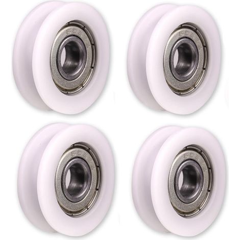 Poulies rondes en nylon pour portes coulissantes et quincaillerie de meubles - 5 x 24 x 7 mm - 4 pièces (1/5)