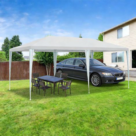 Randaco Festzelt 3x6m wasserdicht mit Reißverschlusstür Pavillon für Grillparty Geburtstag Garten Terrasse Weiß (1/5)