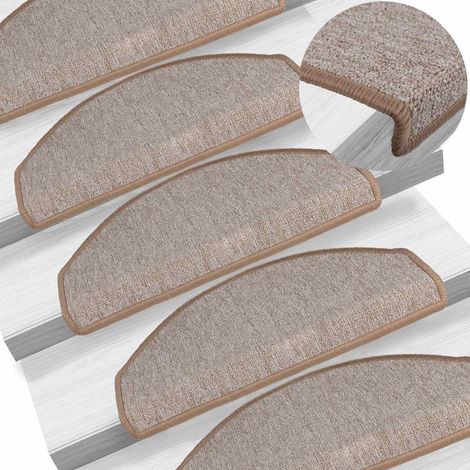 vidaXL Tapis d'escalier 10 pièces 65 x 24 x 4 cm Marron clair Demi-rond Grand (1/5)