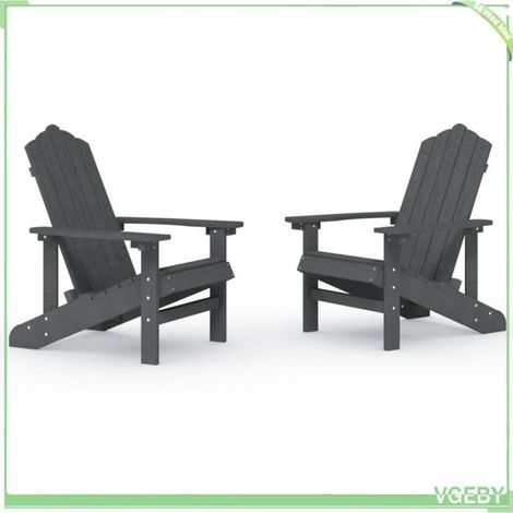 Chaise de jardin Adirondack - FAFEICY - 3095693 - Lot de 2 - PEHD - Anthracite (1/4)