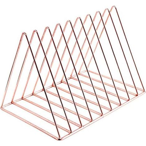 Porte-revues triangulaires, organiseurs de magazines et de documents, adaptés à la décoration de bureau et de maison, or rose. (1/5)