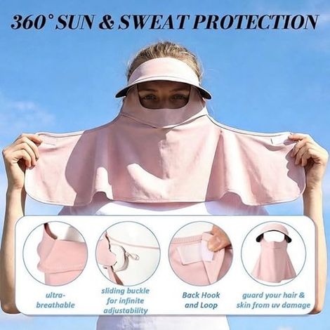 Mascarilla facial UV de 2 piezas con protector de cuello, Protección solar UPF 50+, Protector facial ligero para actividades al aire libre verano (1/5)