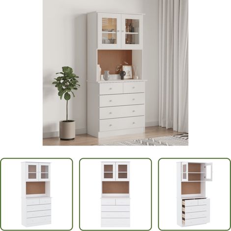 vidaXL Commode en bois - Buffet ALTA blanc 77x35x165 cm bois massif de pin (1/5)