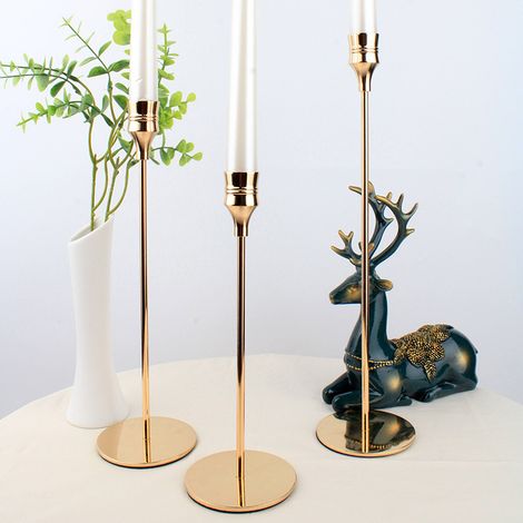 Bougeoirs Détenteurs 3 Pcs Différentes Tailles, 33/28 / 24cm Chandelier Candélabres Decoration Table pour Saint Valentin De Noël Mariage Cérémonie Anniversaire, Or (1/4)