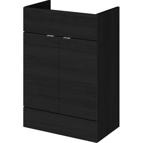 Hudson Reed Fusion Vanity Unit 600mm Wide - Charcoal Black Woodgrain (1/4)