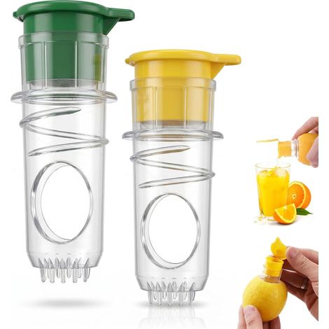 Lot de 2 presse-agrumes réutilisables pour citrons, oranges et verseurs (jaune et vert) (1/5)