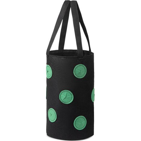 Maceta colgante para fresas hecha de tela no tejida con aislamiento térmico – bolsa de cultivo con 13 orificios de ventilación para plantas, flores y tomates – 1 unidad para balcón o jardín (1/5)