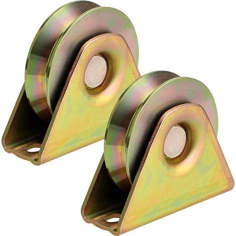 2 Pcs Roues de Portail Coulissant, 78 mm Roulettes à Rainure en V, Roulettes Rigides Robustes avec Support pour Rail en V, Portail Roulant, Machine Industrielle, Porte Lourde (1/5)