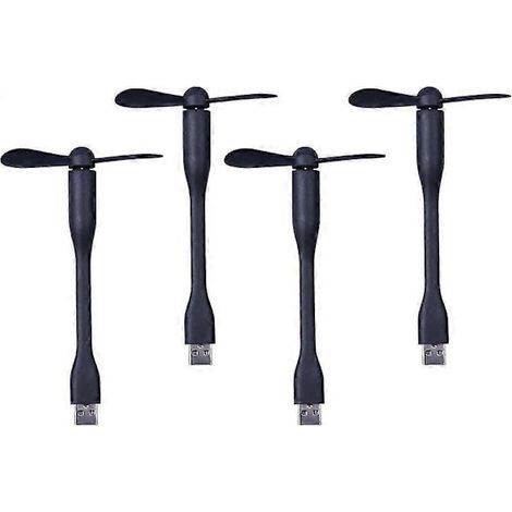 Mini ventilateur USB. Ventilateur de poche portable et personnel. Mini ventilateur pour mini humidificateur/batterie externe/bibliothèque/cinéma/bureau/voyages/camping/pêche. Lot de 4, noir. (1/4)