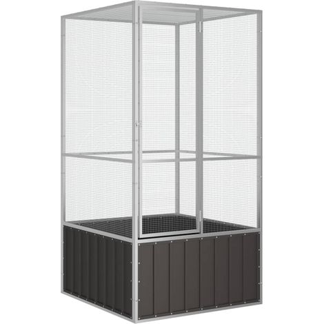 Bonnevie – Volière moderne pour oiseaux – Acier galvanisé anthracite 111x107x211,5 cm – Porte sécurisée avec verrouillage – Design aéré - BV848392