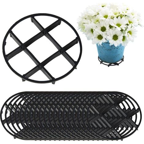 Lot de 20 supports de drainage pour pots de fleurs, pieds de support élévateurs, rehausseurs de vases, égouttoirs de fond, protection contre la pourriture des racines (12 cm, plastique)