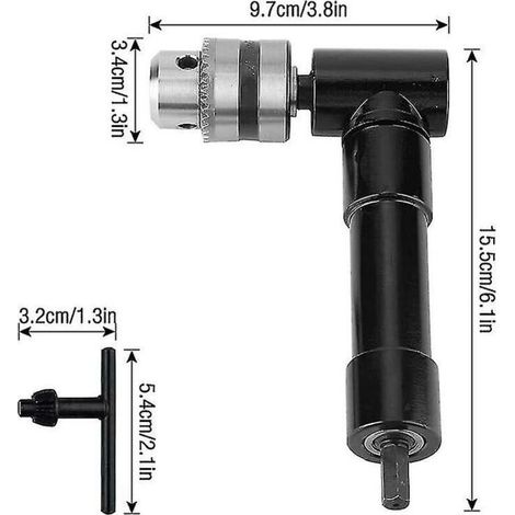 Mandrin de perceuse à angle droit. mandrin à angle droit 90 auto-serrant. arbre électrique de 1 à 10 mm. outil d'extension de perceuse. pour espace de travail dans les coins étroits (1/5)