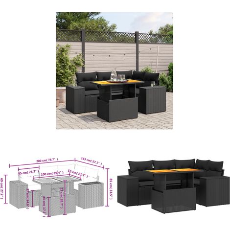 Salon de jardin 5 pcs avec coussins noir résine tressée - Ensemble Salon De Jardin - Meuble Extérieur - Jardin Design - Mobilier Résistant Aux Intempéries - Chaise Lounge - Home & Living (1/3)
