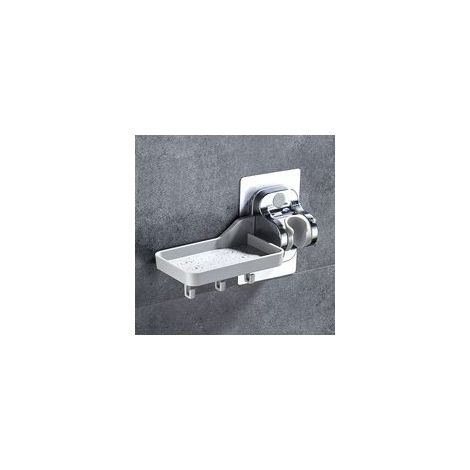 Support de pommeau de douche réglable, porte-savon mural avec 3 crochets, support adhésif puissant, support pour flexible de douche, matériau POM, argent