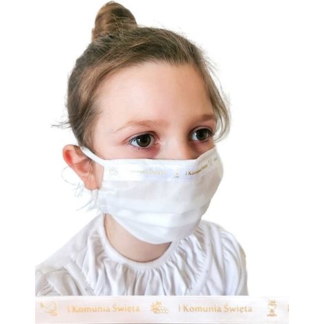 Mascherina per la Prima Comunione con nastro per bambina