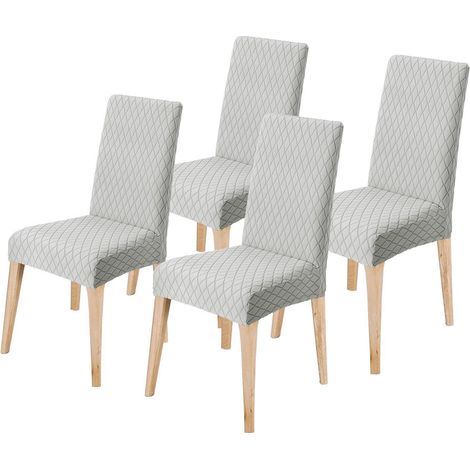 Stuhlhussen 4er Set, Universal Esszimmerstuhlbezug, abnehmbar, waschbar, hellgrau (1/5)