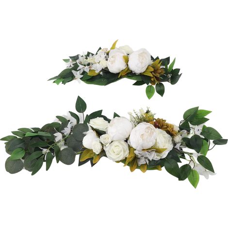 Arche de mariage drapée de fleurs artificielles, panneaux de bienvenue multifonctionnels, décoration florale blanche (1/5)
