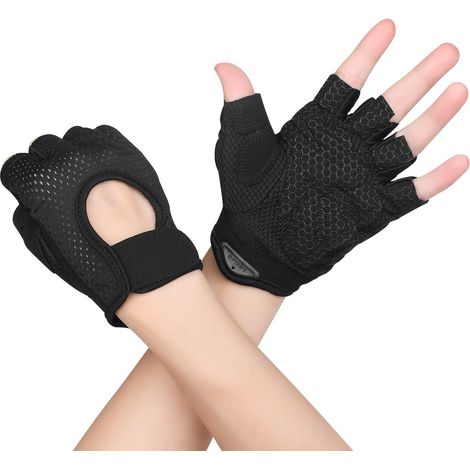 Gants de fitness femme/homme, lot de 2. Gants de sport antidérapants en silicone respirants pour musculation, entraînement de force, protection de la paume, cyclisme, fitness. Taille M.