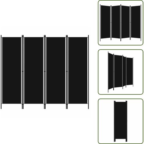 4-tlg. Raumteiler Schwarz 200x180 cm - Raumteiler - Zimmerteiler - Trennwandsystem - Sichtschutz - Dekorationsartikel (1/5)