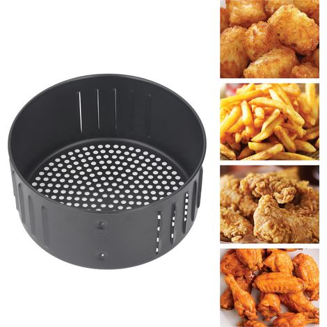 [Panier de Friteuse] [Steel Non-Stick] [2.6L Black] Panier Réutilisable 19x9.3cm Drainage d'Huile (1/5)