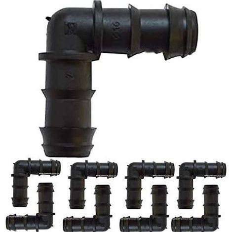 Lot de 50 Coude cannelé 16 mm pour tuyau goutte à goutte Liaison coudée pour l'union de tuyaux, noir (1/5)