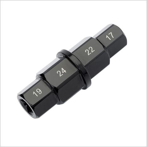 Clé de démontage d’axe de roue avant moto monobloc – adaptateur universel pour montage/démontage, clé hexagonale de réparation (17 mm / 19 mm / 22 mm / 24 mm) (1/4)