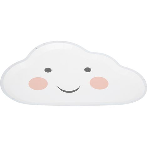 8 assiettes en papier jetables motif nuage, vaisselle anniversaire mariage fête (1/4)