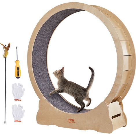VEVOR Katzenlaufrad 1320x340x1415mm Laufrad Katzen aus Birken-& Pappelsperrholz Katzenrad Geräuscharm Abnehmbare Innenmatte Cat Wheel Geeignet für Katzen mit einem Gewicht von 8kg bis 14kg (1/5)