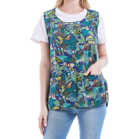 Tablier de cordonnier pour femmes avec 2 poches plaquées, joli bavoir imprimé, blouse avec bouton-pression pour la cuisine du chef de travail CF3177 (1/5)