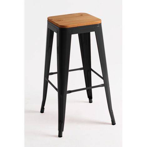 Taburetes Altos - Taburete Torix Alto Madera Natural - Negro