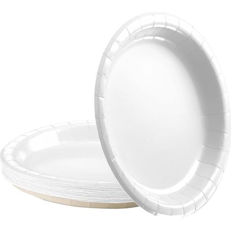Lot de 16 assiettes en carton blanches jetables pour enfants - 22,9 cm (1/4)