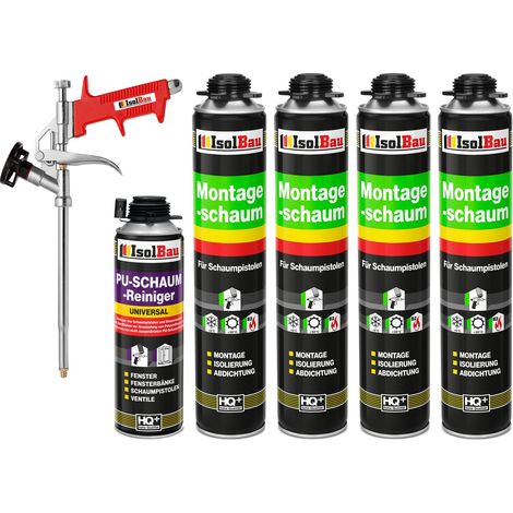 Bauschaum Pistolenschaum Montageschaum 4x 750ml + 1x PU-Reiniger + Schaumpistole (1/5)
