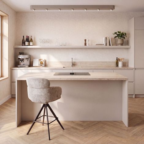 Plafonnier barre moderne 7 lampes en métal beige Siria (1/3)