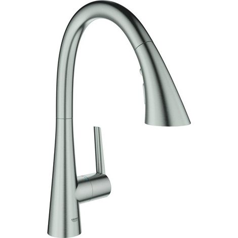 Miscelatore per lavello EH-Spültisch Zedra 322942 C-Ausl. azb, doccetta a 3 getti, Supersteel (1/6)