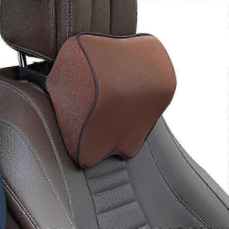 Oreiller de tête de voiture (marron clair) - Oreiller cervical en mousse à mémoire de forme - Accessoires intérieurs - Bon état (1/4)