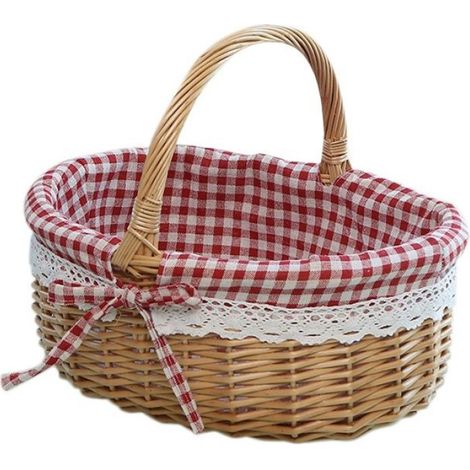 Panier en Osier Paniers-Cadeaux Vide Ovale Saule Tissé Panier Pique-Nique avec PoignéE Panier de Mariage Petit (1/4)