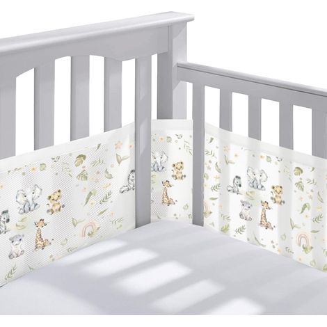 Tour de lit Bébé Cabane, Tours de Lit en Maille Respirant, Contour de Lit Bébé Respirant, Doublure en Maille 4 Côtés, Contour de Lit pour Bébé avec Circulation de l'air Doublure en Maille (1/5)