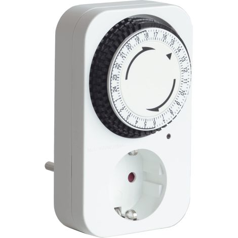 Minuteur Mécanique Journalier, Prise électrique Schuko, Programmateur pour contrôle Lumières, TV, Radio et Petits Appareils électroménagers, Blanc (1/3)