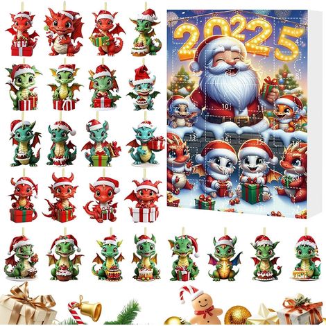 Avent Dinosaure 24 Jours de Décompte Vacances Dinosaure Calendrier  Ornements Acryliques Plats 2D Collectionnables pour Adolescents Adultes Maison École Fête (1/5)